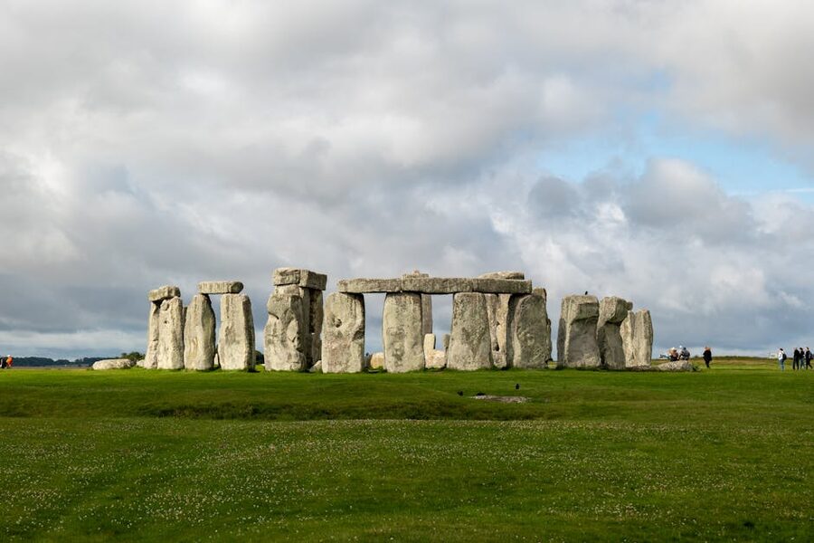 Stonehenge against a dramatic cloudy sky in Wiltshire England