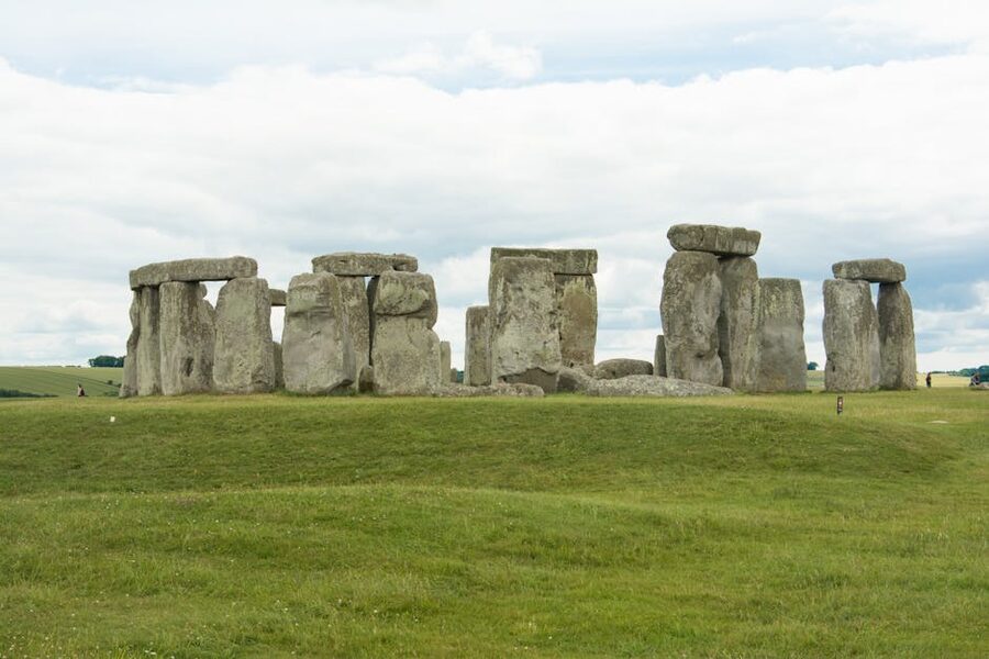 Stonehenge prehistoric monument under overcast English sky