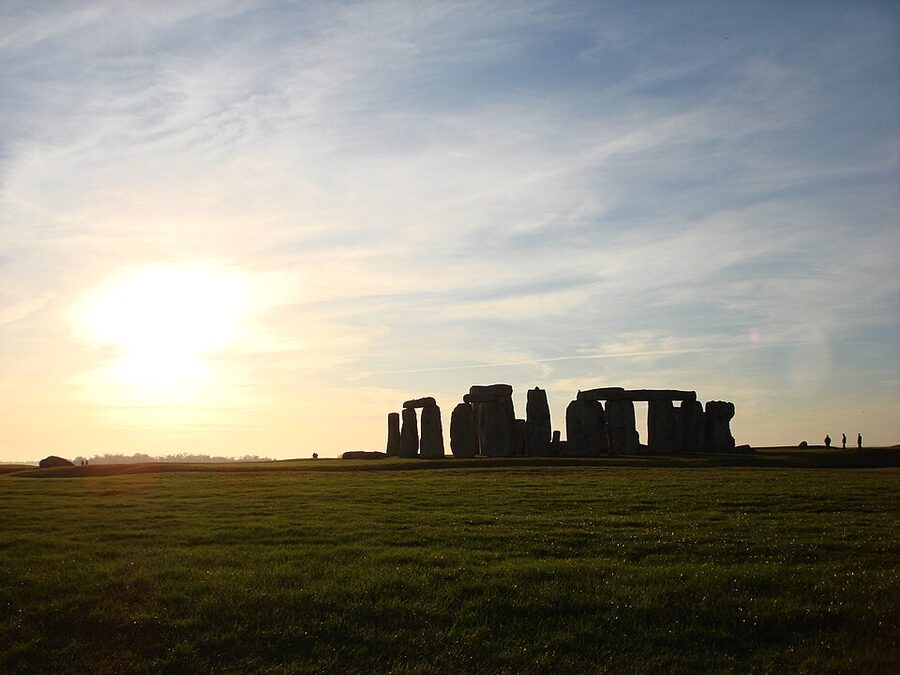 Stonehenge silhouetted at sunset on Salisbury Plain