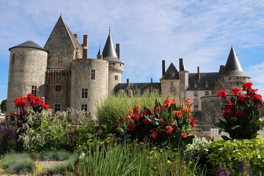 Sully-sur-Loire castle with flower gardens