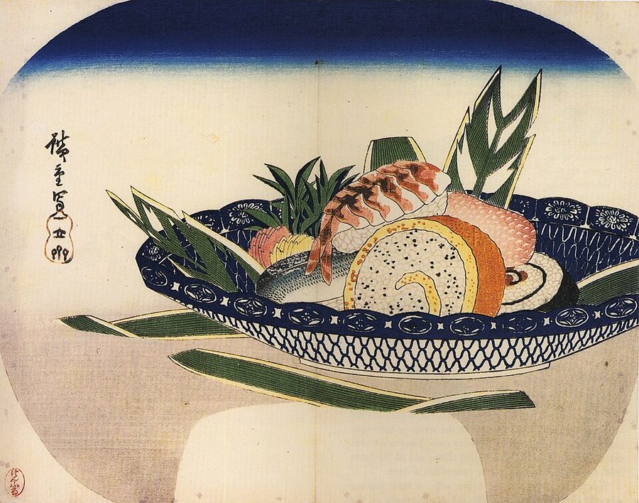 Hiroshige Bowl of Sushi woodblock print