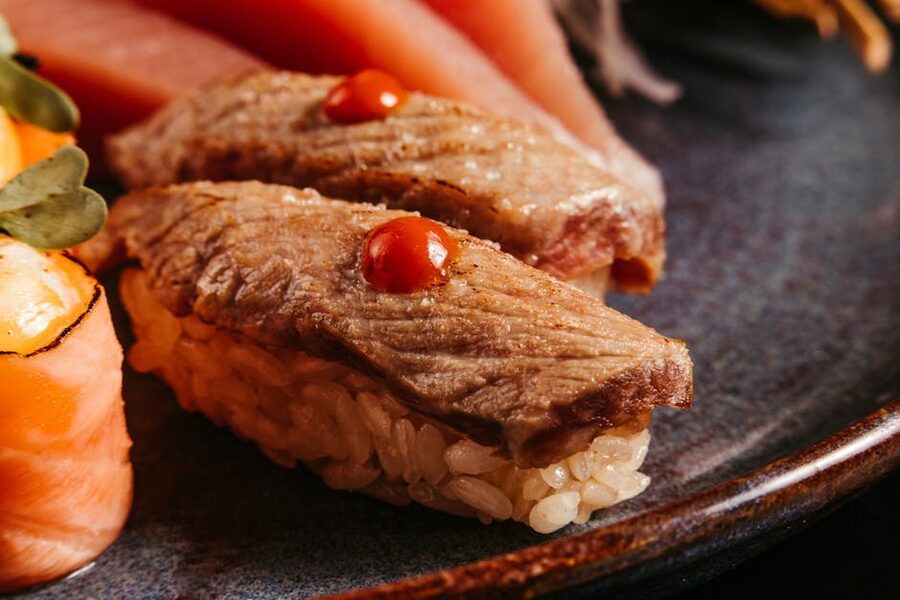 Nigiri sushi platter with fresh fish