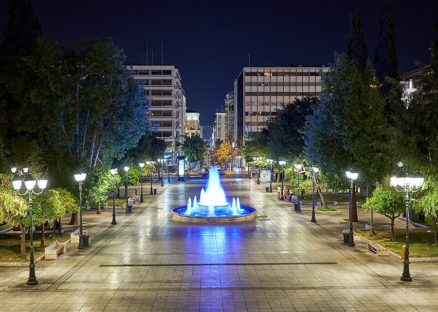 Syntagma Square Athens at night