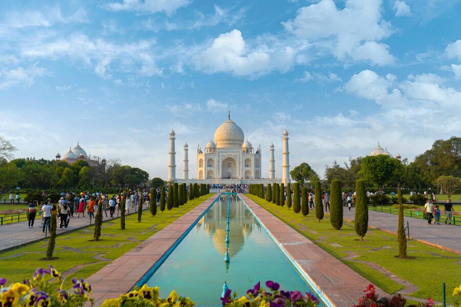 Taj Mahal under clear blue sky in Agra