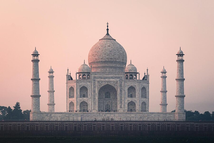 Taj Mahal at sunrise in Agra India