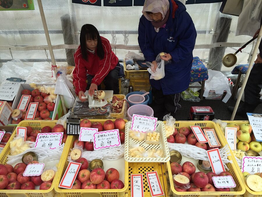 Miyagawa Morning Market stalls in Hida Takayama