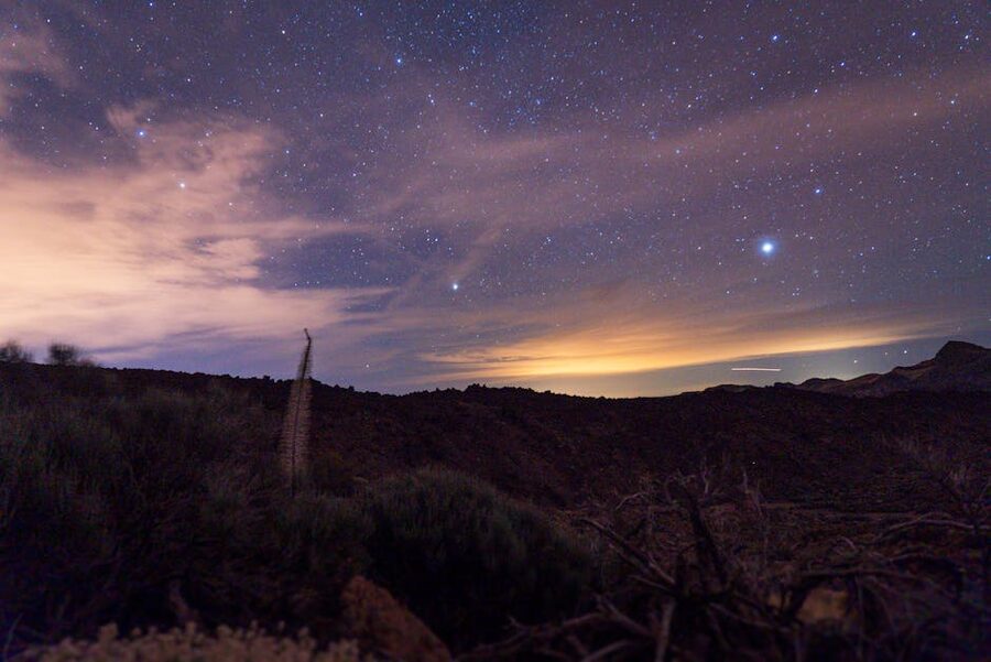 Stars over the Tenerife night sky near Teide