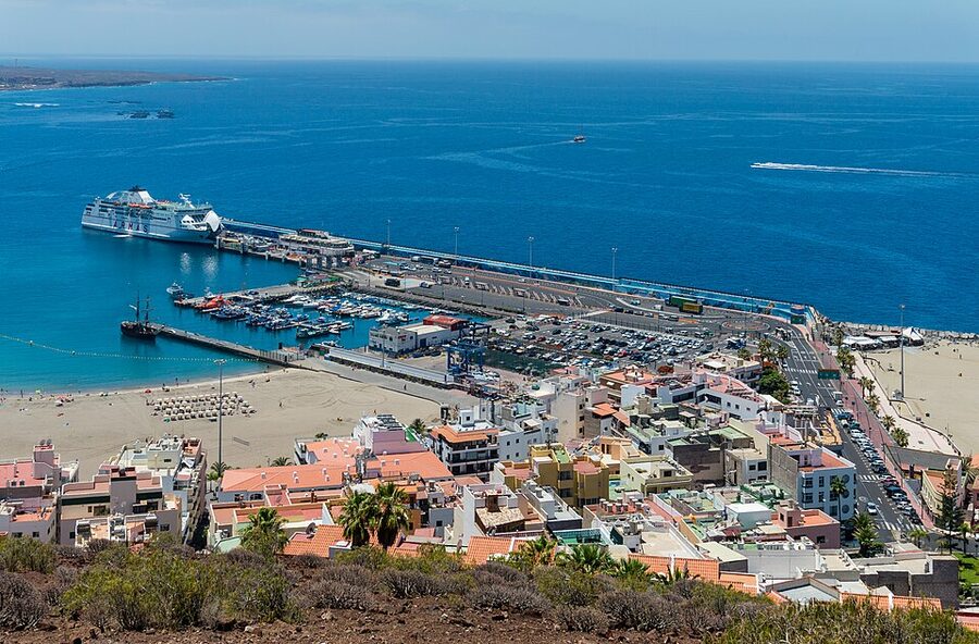 Los Cristianos harbour from Montana Chayofita Tenerife
