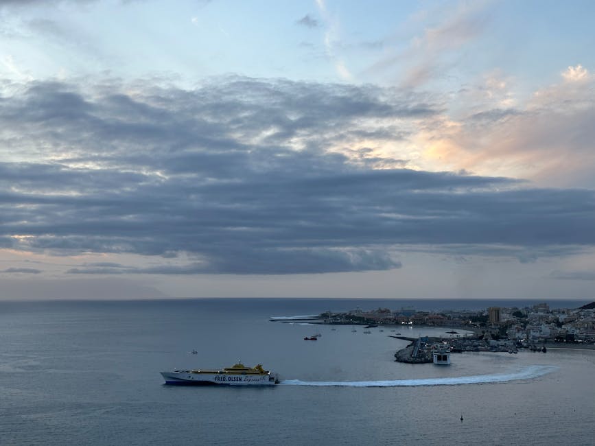 Los Cristianos harbor with ferry Tenerife