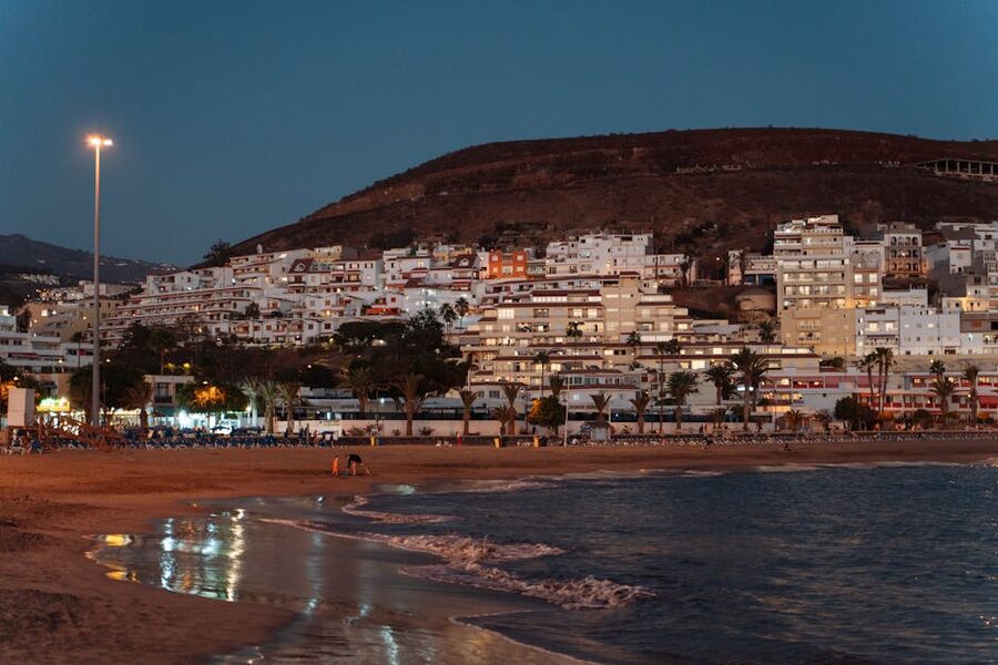 Los Cristianos coast at twilight Tenerife