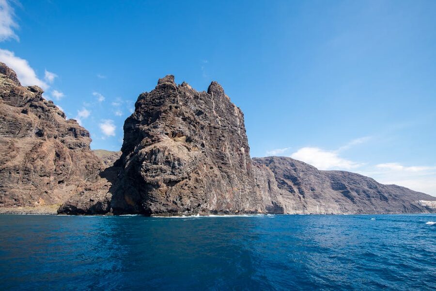 Los Gigantes cliffs above blue ocean Tenerife