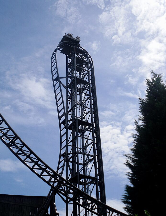 Saw The Ride coaster track and 100 degree drop at Thorpe Park