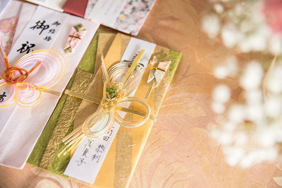 Japanese gift envelopes with traditional design