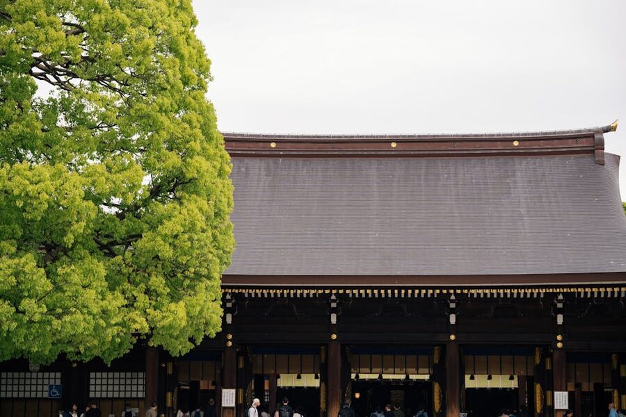 Meiji Shrine main building with traditional wooden architecture