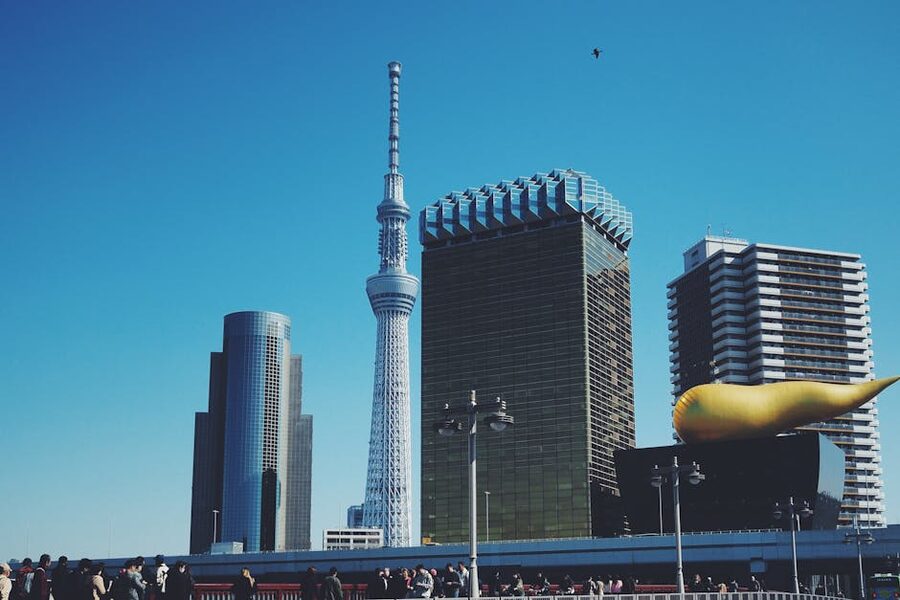 Tokyo Skytree and Asahi Beer Hall skyline view