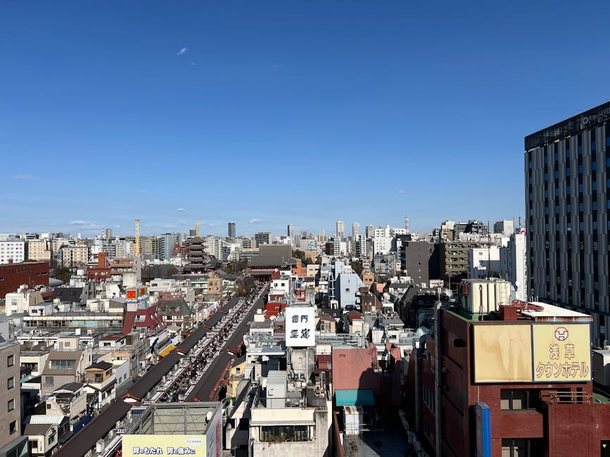 Aerial view of Asakusa Tokyo