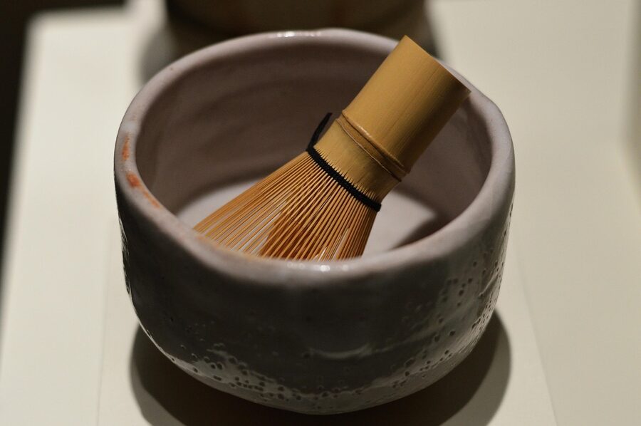 Bamboo chasen tea ceremony whisk close-up