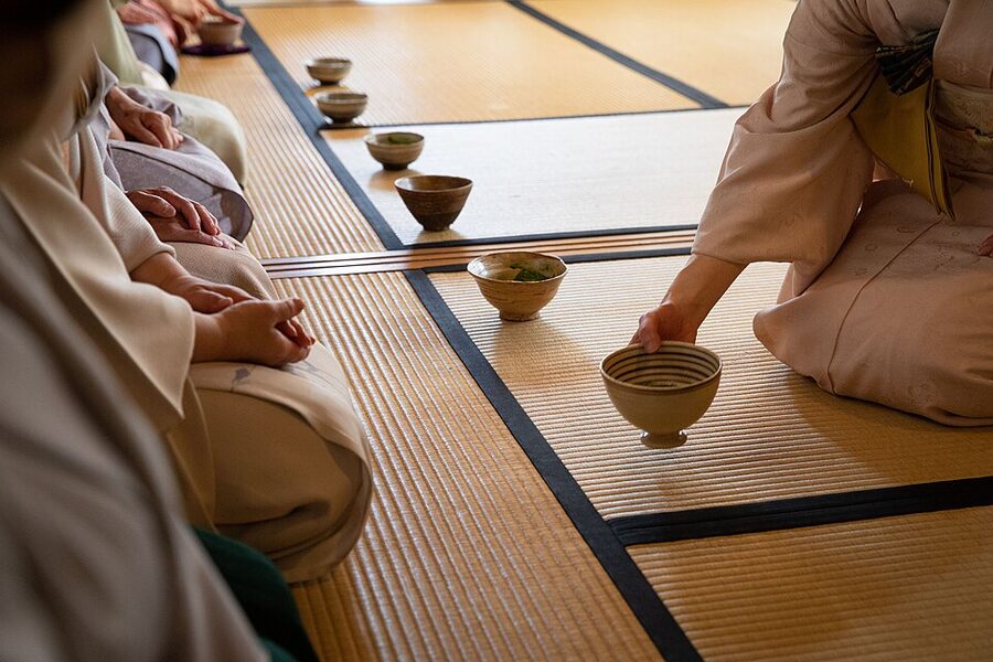 Japanese tea ceremony serving tea in Kobori Enshu school style