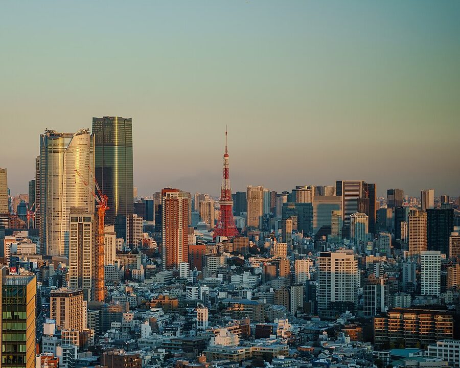Tokyo Tower red-and-white structure in Minato Tokyo daylight