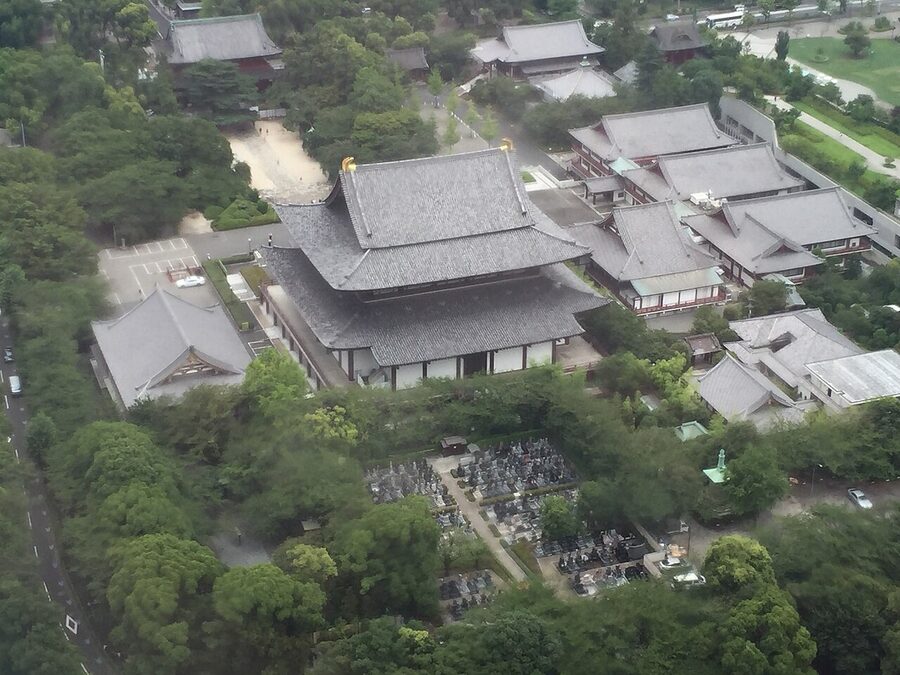 View of Zojoji Temple from Tokyo Tower observation room