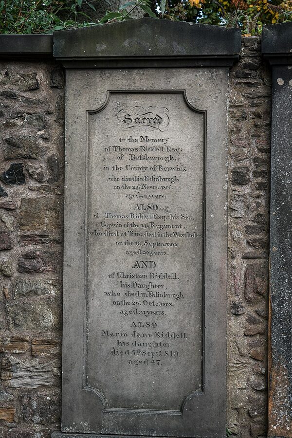Tom Riddell grave in Greyfriars Kirkyard Edinburgh