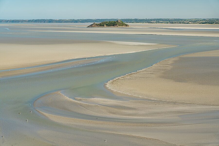 Tombelaine island viewed from the ramparts of Mont Saint Michel