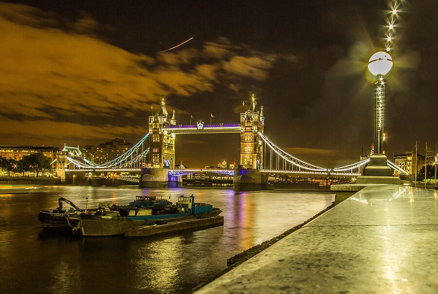 Tower Bridge illuminated night London