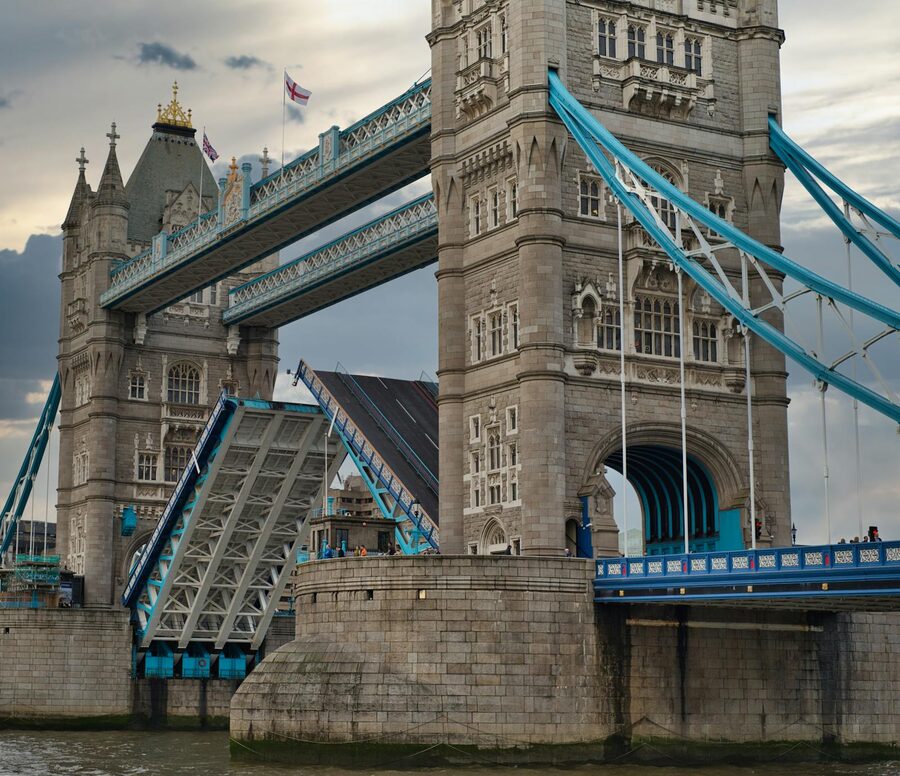 Tower Bridge symmetrical view Thames London