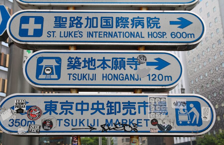 Tsukiji Chuo City street signs