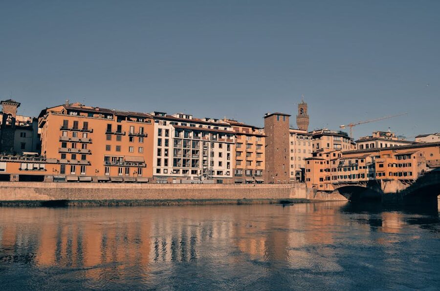 Florence architecture reflected in the Arno River