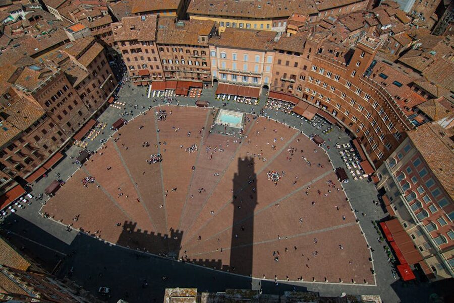 Aerial view of Piazza del Campo Siena Italy