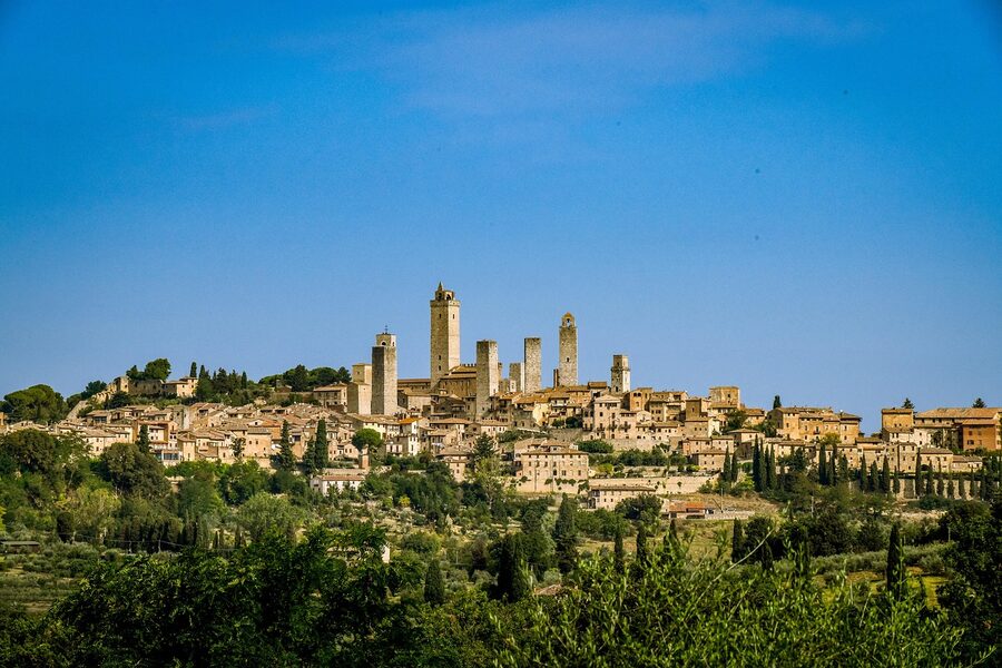 Aerial view of San Gimignano panoramic skyline