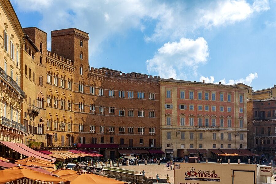 Piazza del Campo in Siena Italy with brick paving