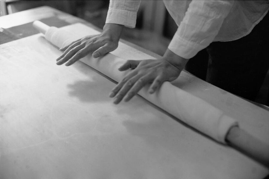 Making Japanese udon noodles with a rolling pin at Ube, Yamaguchi