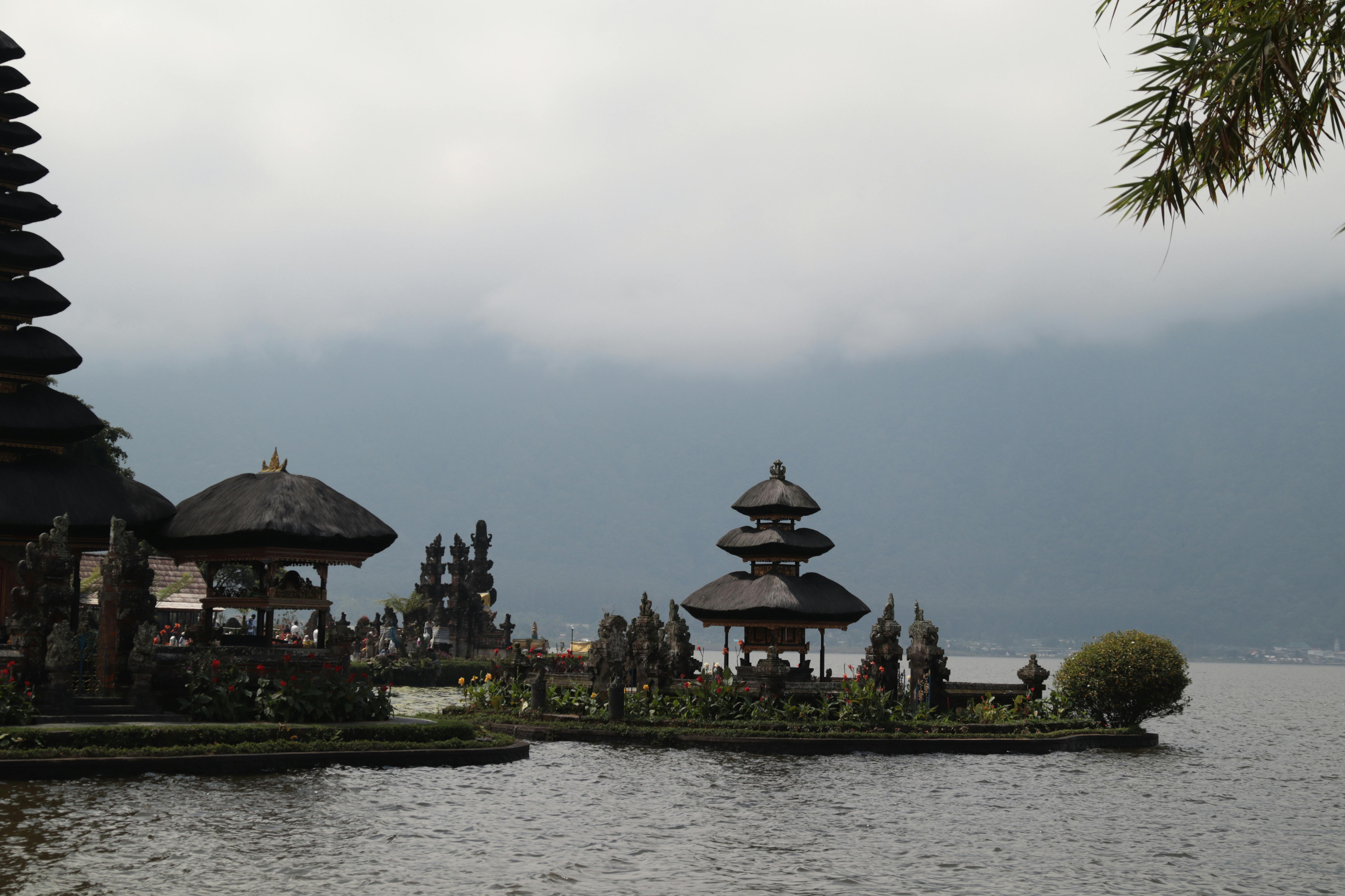 Ulun Danu Beratan Temple reflected on the still surface of Lake Bratan