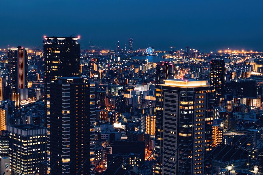 Umeda Osaka night skyline buildings