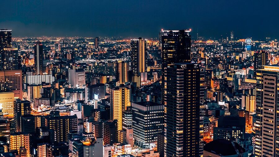 Umeda Osaka skyline with city lights