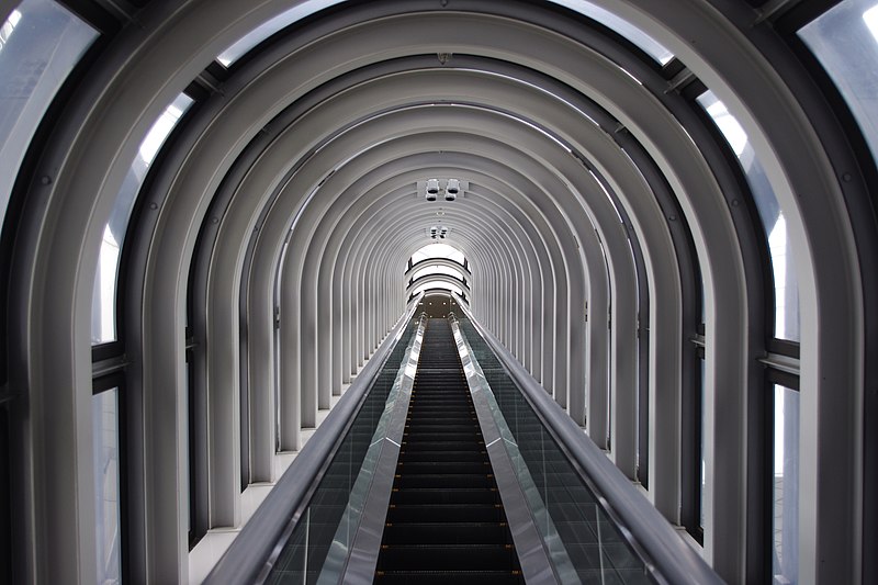 Umeda Sky Building escalator glass bridge in Osaka