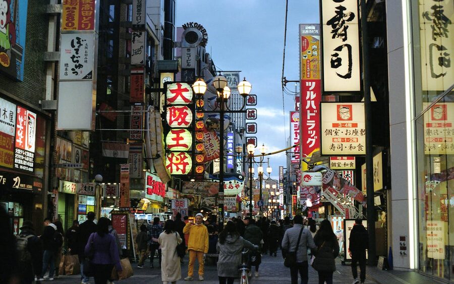 Crowds in Dotonbori Osaka Japan