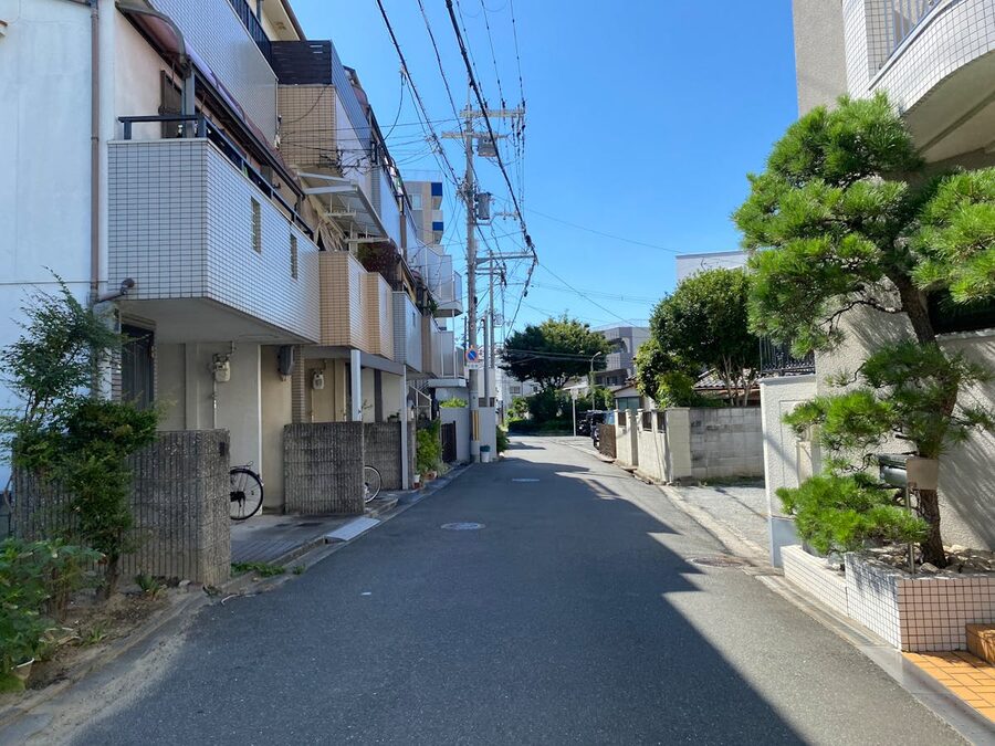Quiet residential street in Osaka