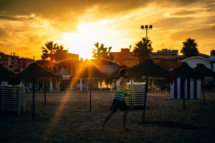 Valencia beach at sunset