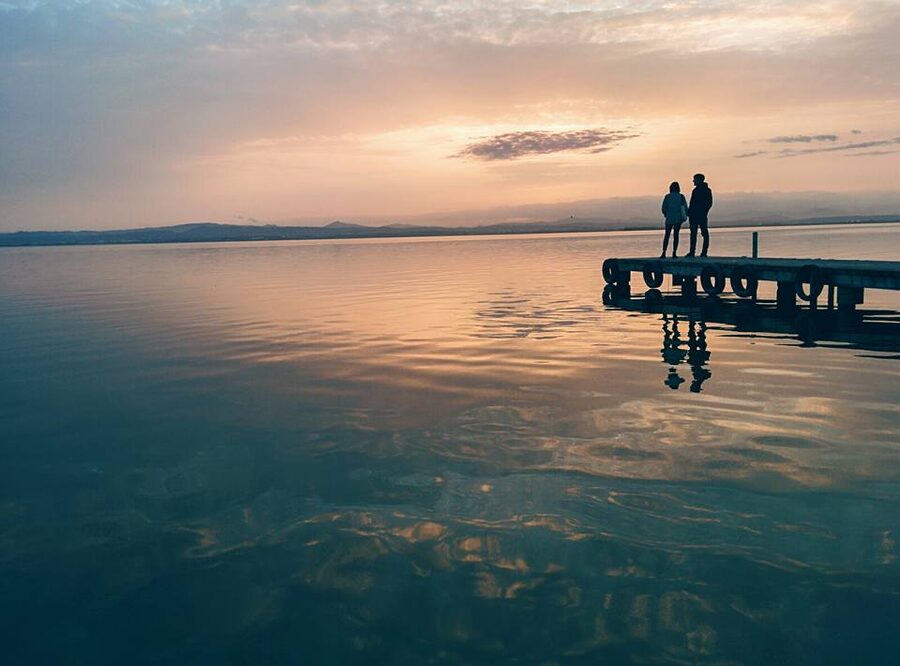 Valencia Albufera lagoon at sunset