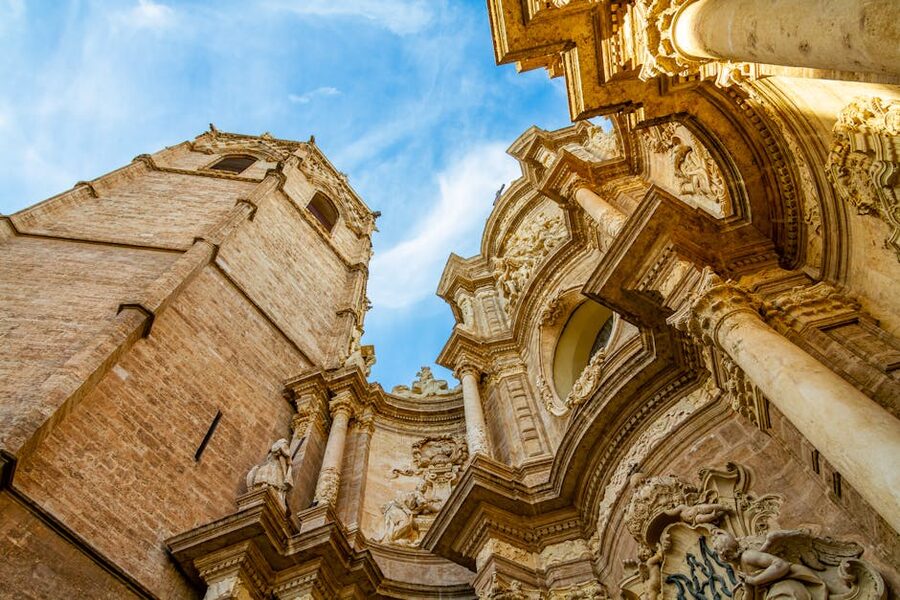 Valencia Cathedral Miguelete tower Gothic facade