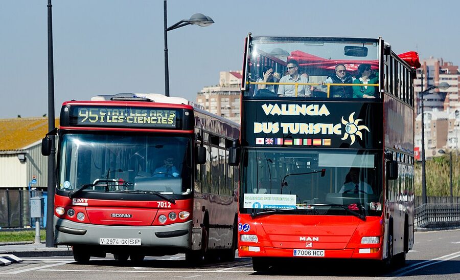 Valencia Bus Turistic red double-decker on city street