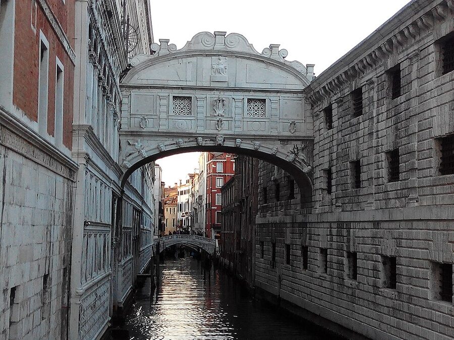 Bridge of Sighs view from Doge's Palace prison