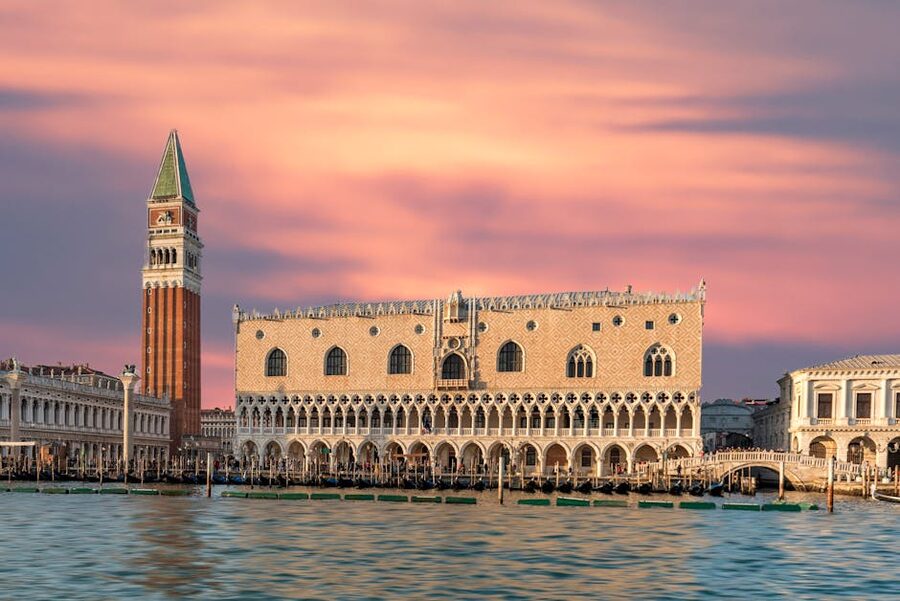 Doges Palace and Campanile sunset Venice