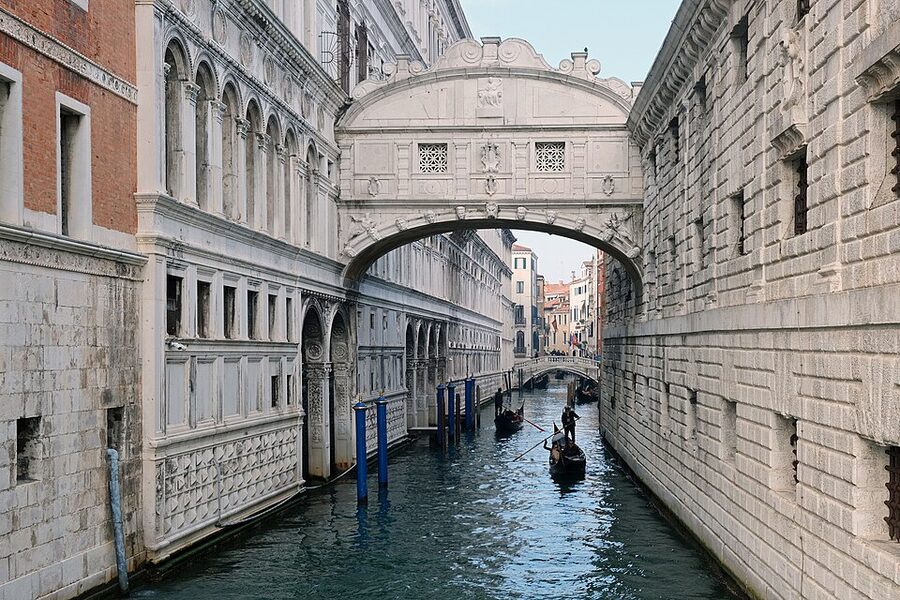 Bridge of Sighs sea facade in Venice