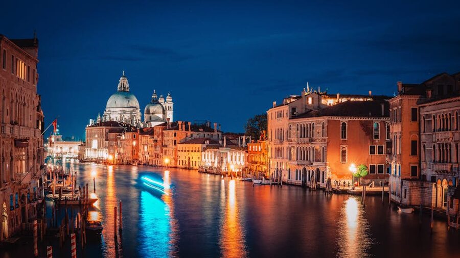Grand Canal in Venice illuminated at night