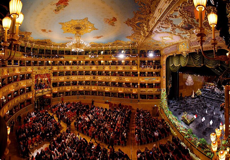 La Fenice auditorium gold and blue interior Venice