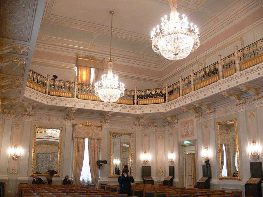 La Fenice Sale Apollinee foyer rooms gilt and pale blue